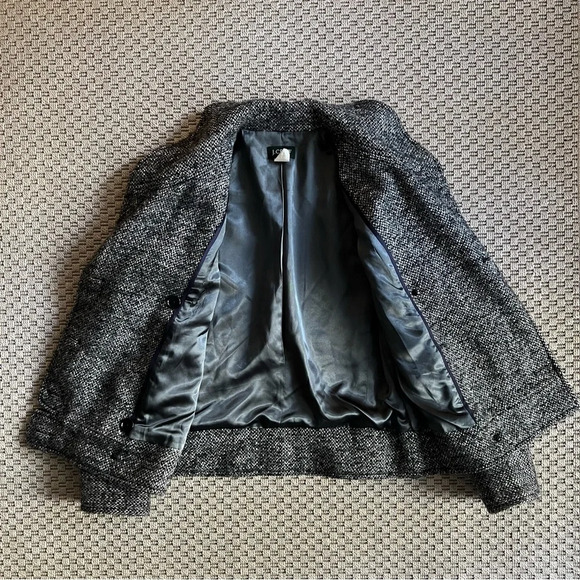 JCrew Tweed Town Double Breasted Peacoat Jacket Wool Blend - Grey - Size 0 - Picture 7 of 10